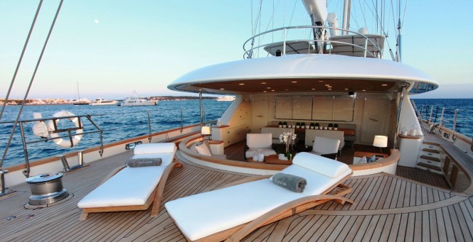 Sailing Yacht SILENCIO Aft Deck Sunbeds Yacht Charter Superyacht News