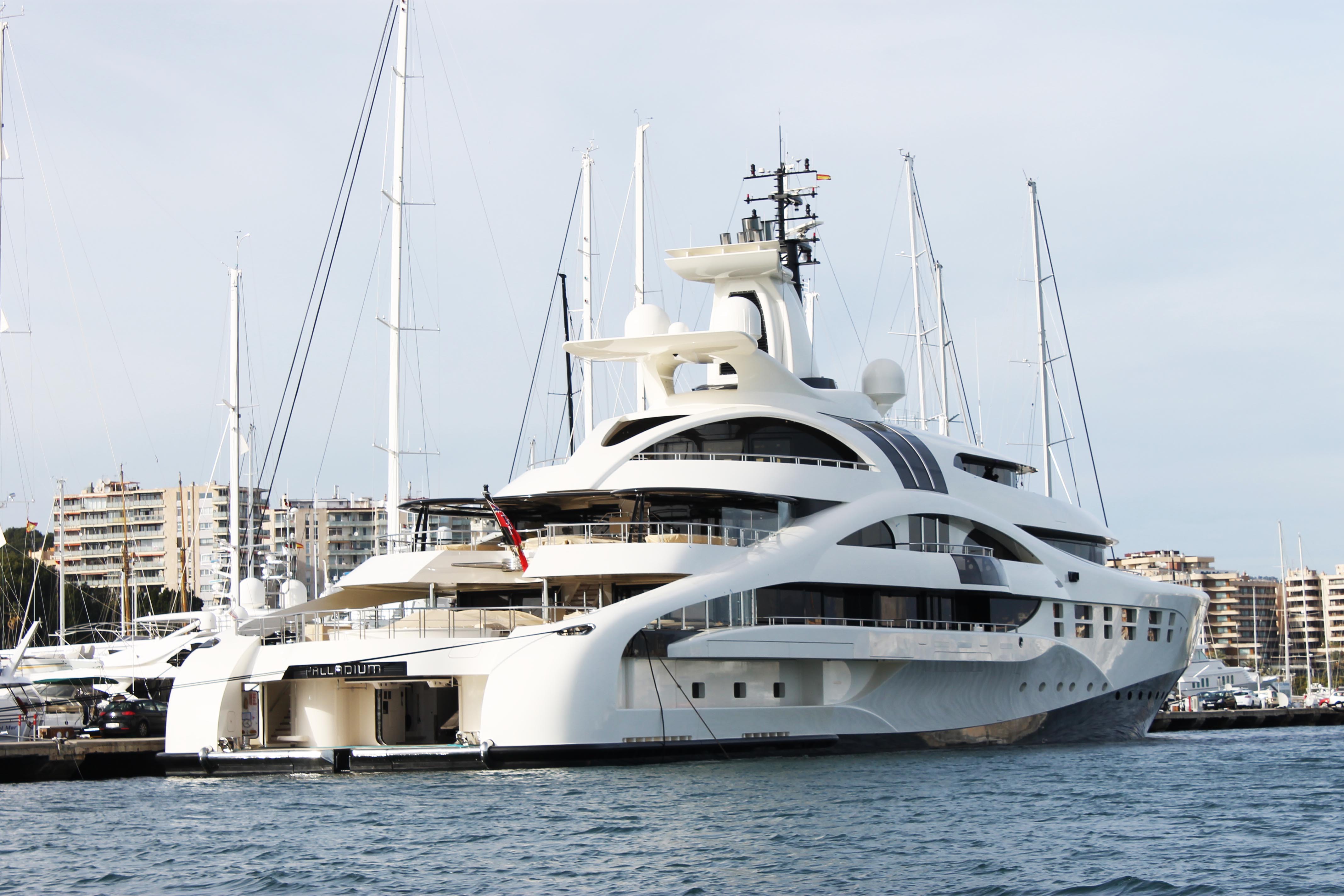 96m mega yacht Palladium by Blohm + Voss moored at Club de Mar Mallorca