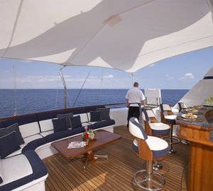 Top Deck With Drinks Bar On Board Yacht TELEOST