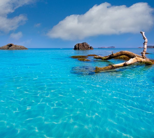 Ibiza Aigues Blanques Aguas Blancas Beach At Santa Eulalia Balearic Islands Of Spain