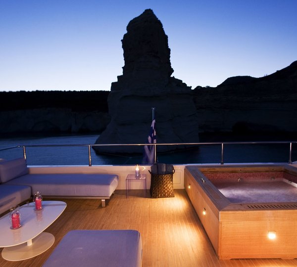 Sun Deck With Jacuzzi Pool On Yacht BARENTS SEA