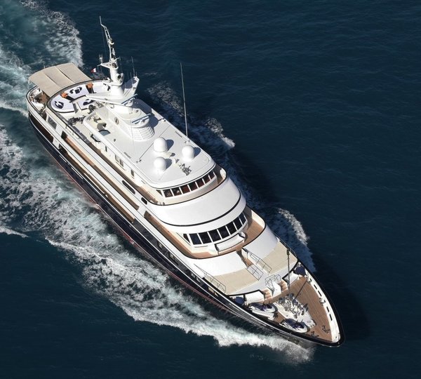 classic Feadship aerial view