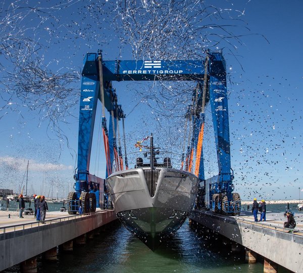 Pershing 140 Yacht CHORUSLINE Launch Ceremony