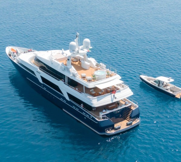 Aerial View Of The Yacht With A Tender