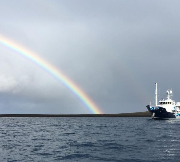 Superyacht With Rainbow