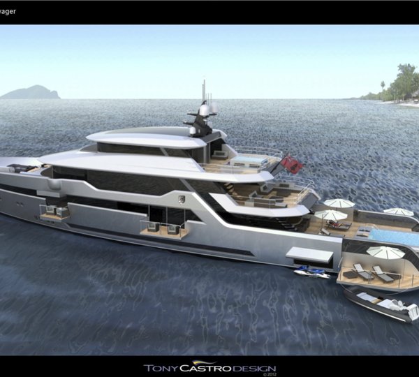 Tony Castro designed 52m superyacht Bilgin Voyager 170 side view open