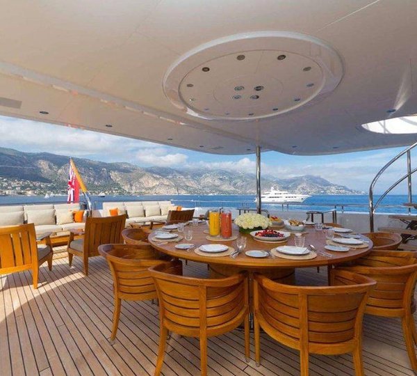 Yacht Troyanda -  Upper Aft Deck Dining Area