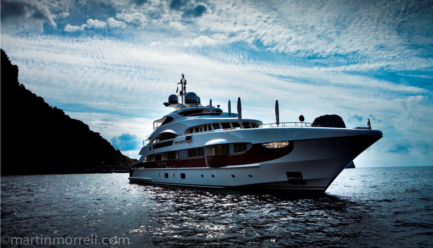 Symphony in Genoa. The giga yacht (102 metres) belonging to