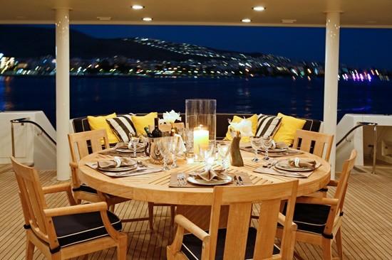 Evening: Yacht ENDLESS SUMMER's Premier Deck Eating/dining Pictured