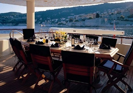Top Deck Eating/dining Zone On Yacht BLUE BREEZE