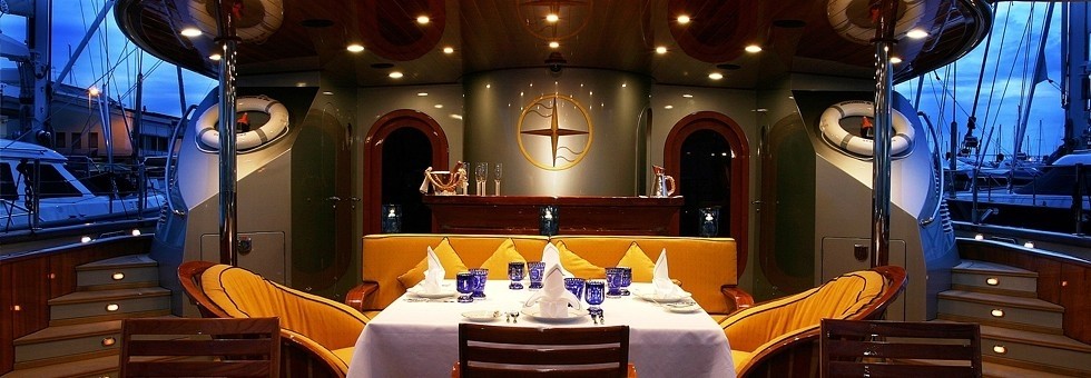 Evening: Yacht ANDROMEDA LA DEA's External Eating/dining Image