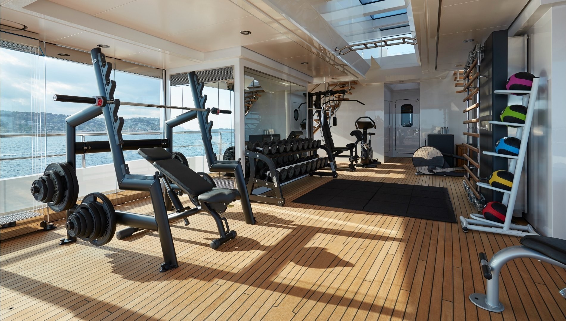 fully-equipped onboard gymnasium