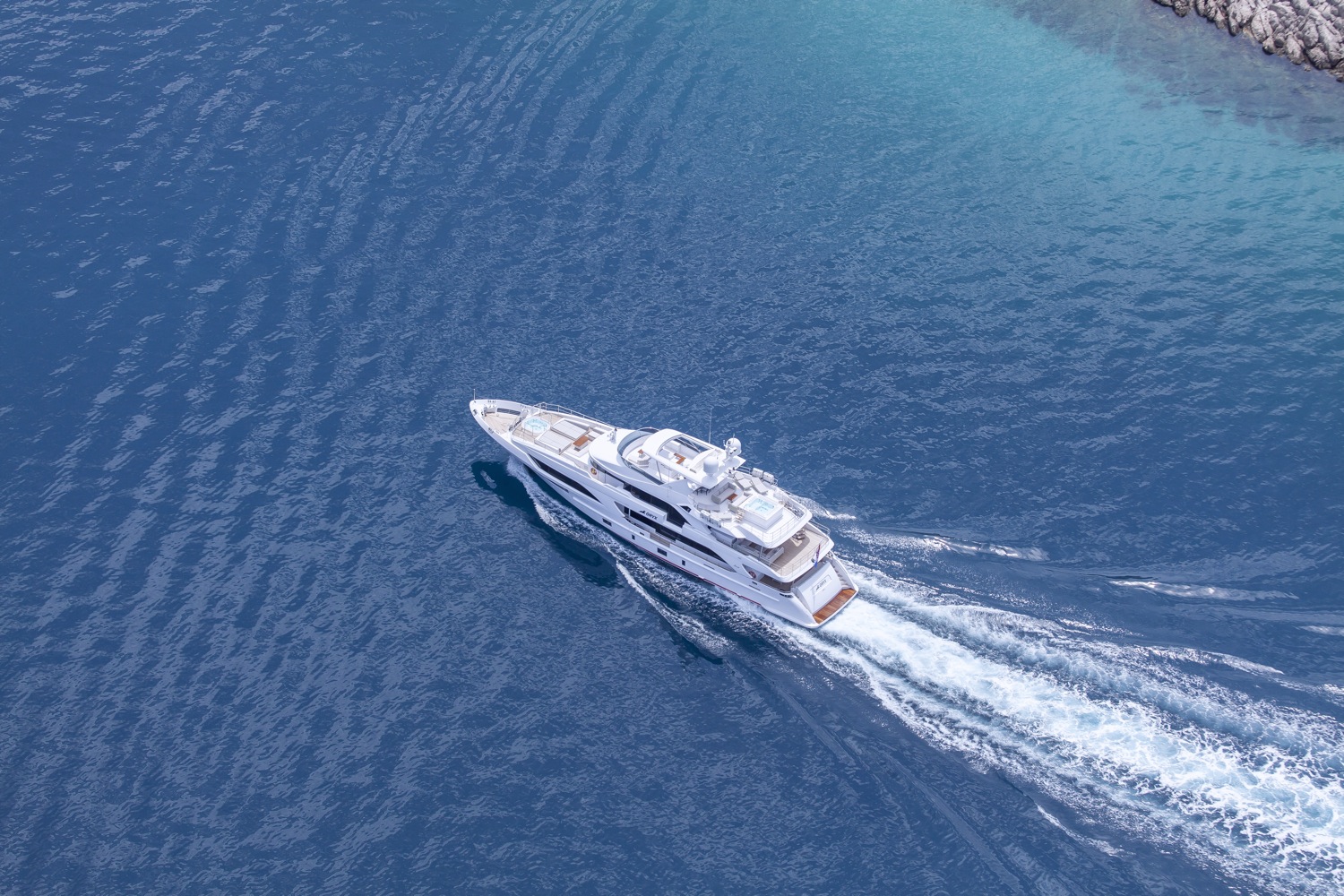 Aerial View Of The Yacht Running