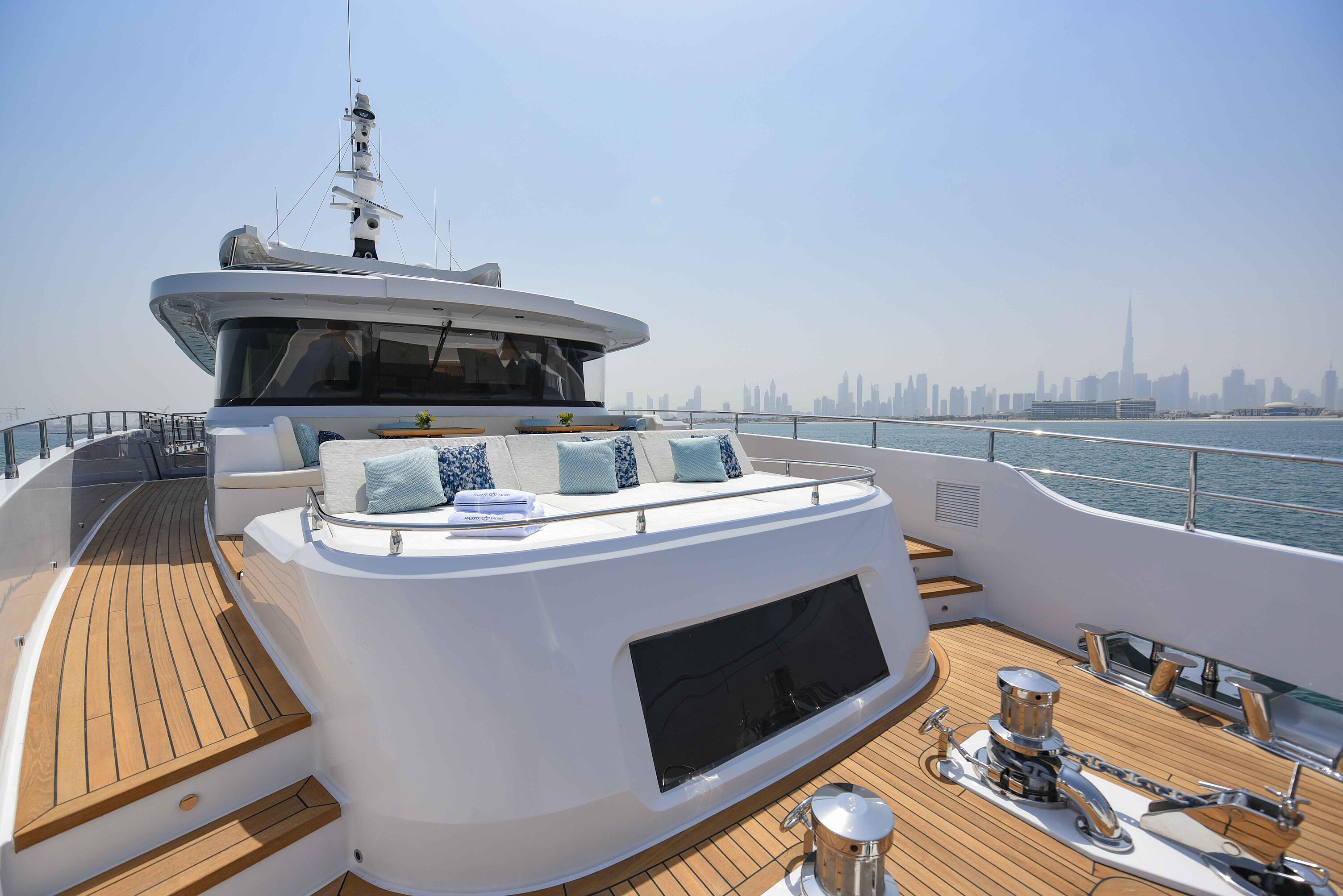 Foredeck sun pads and seating area