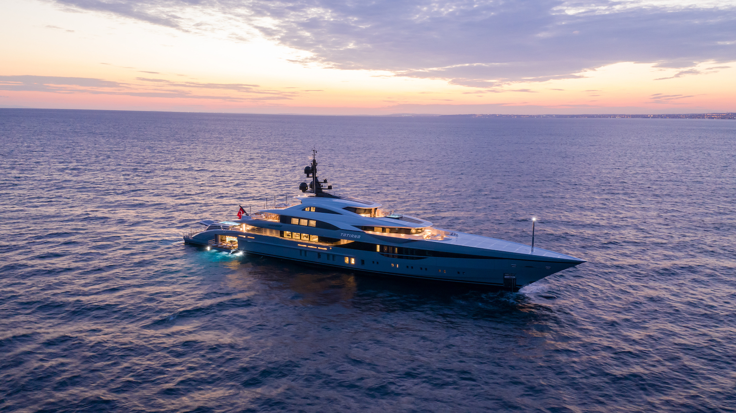 80m Superyacht At Sunset