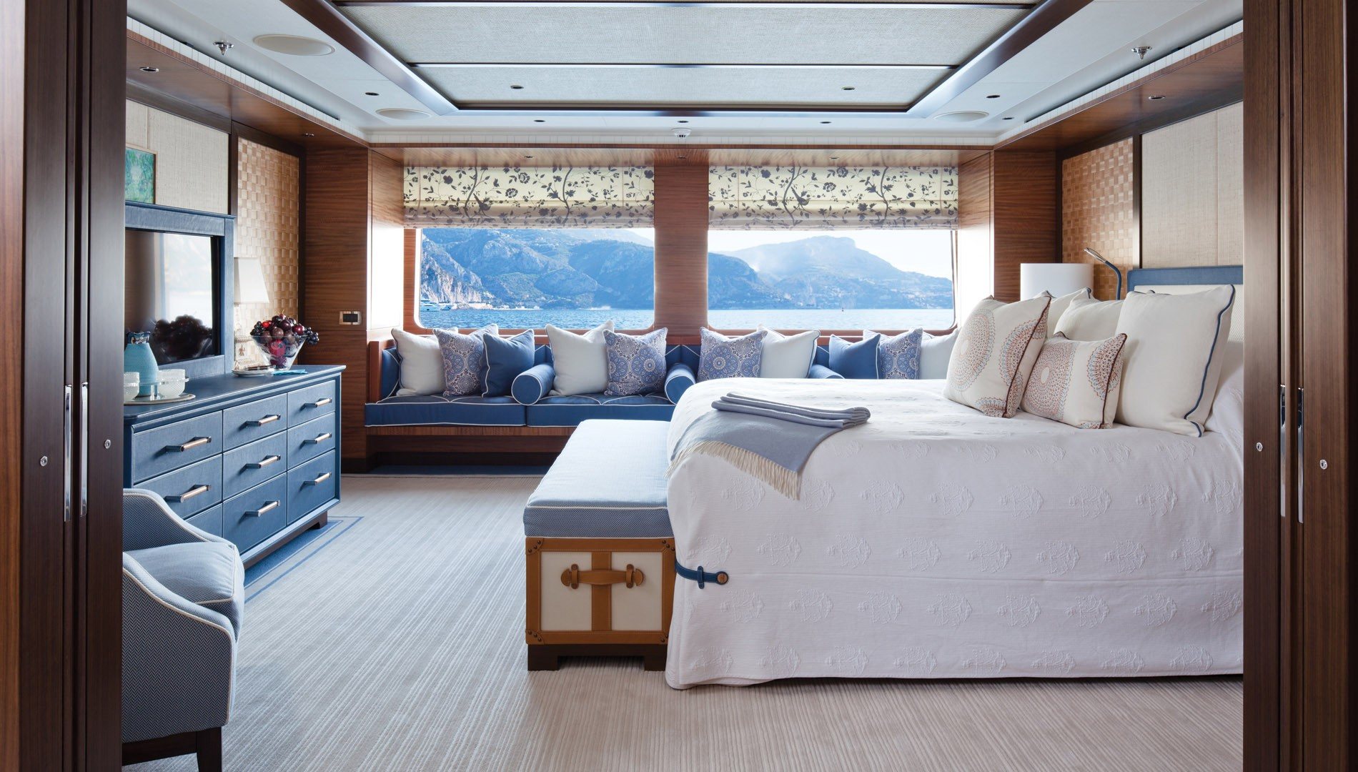 master stateroom with huge windows