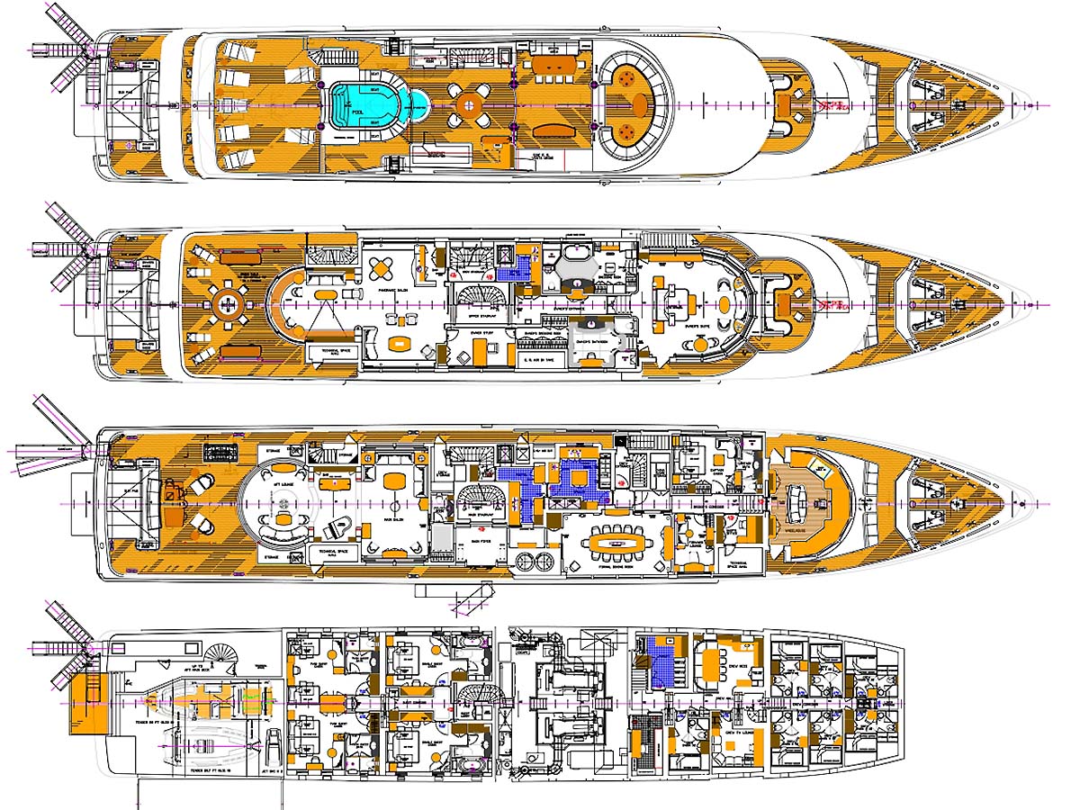 Планы палуб. Яхта Abbracci Deck Plan. План палуб яхты. Superyacht opari Deck Plan. Unasola яхта план палуб.