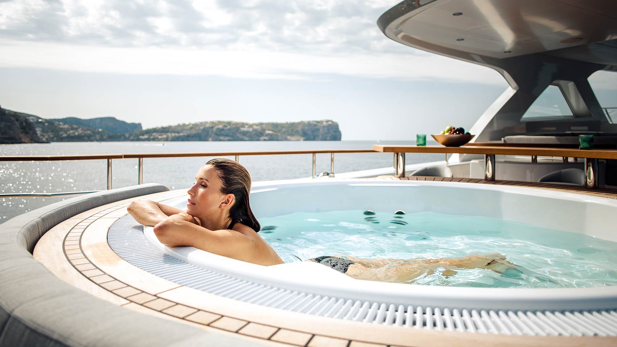 Woman In Superyacht Jacuzzi