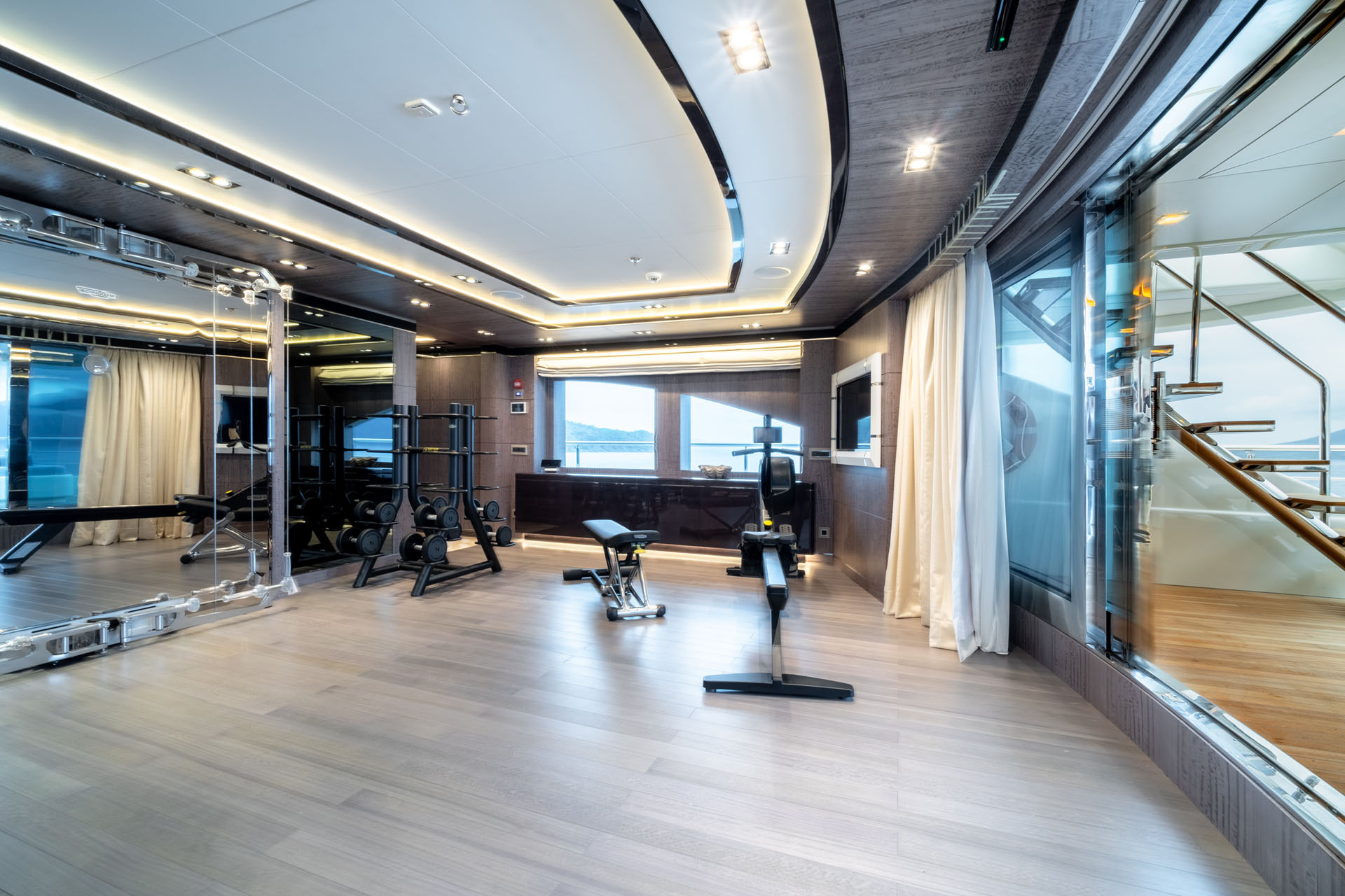 Gym With Fantastic Views On Mega Yacht