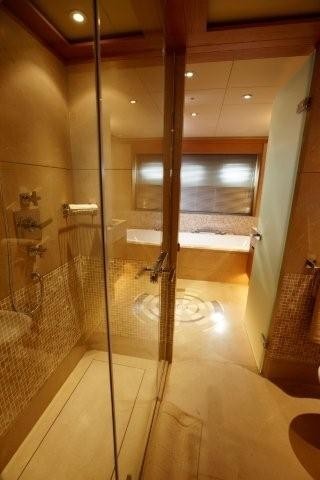 Main Master Bathroom With Showering Aboard Yacht ALKHOR