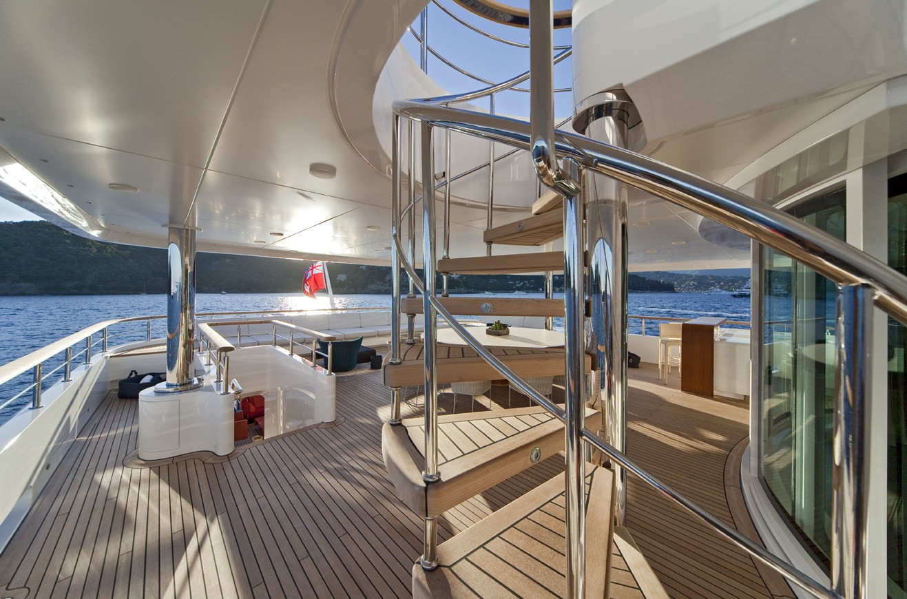 Stairway: Yacht BARAKA's Top Deck Photograph