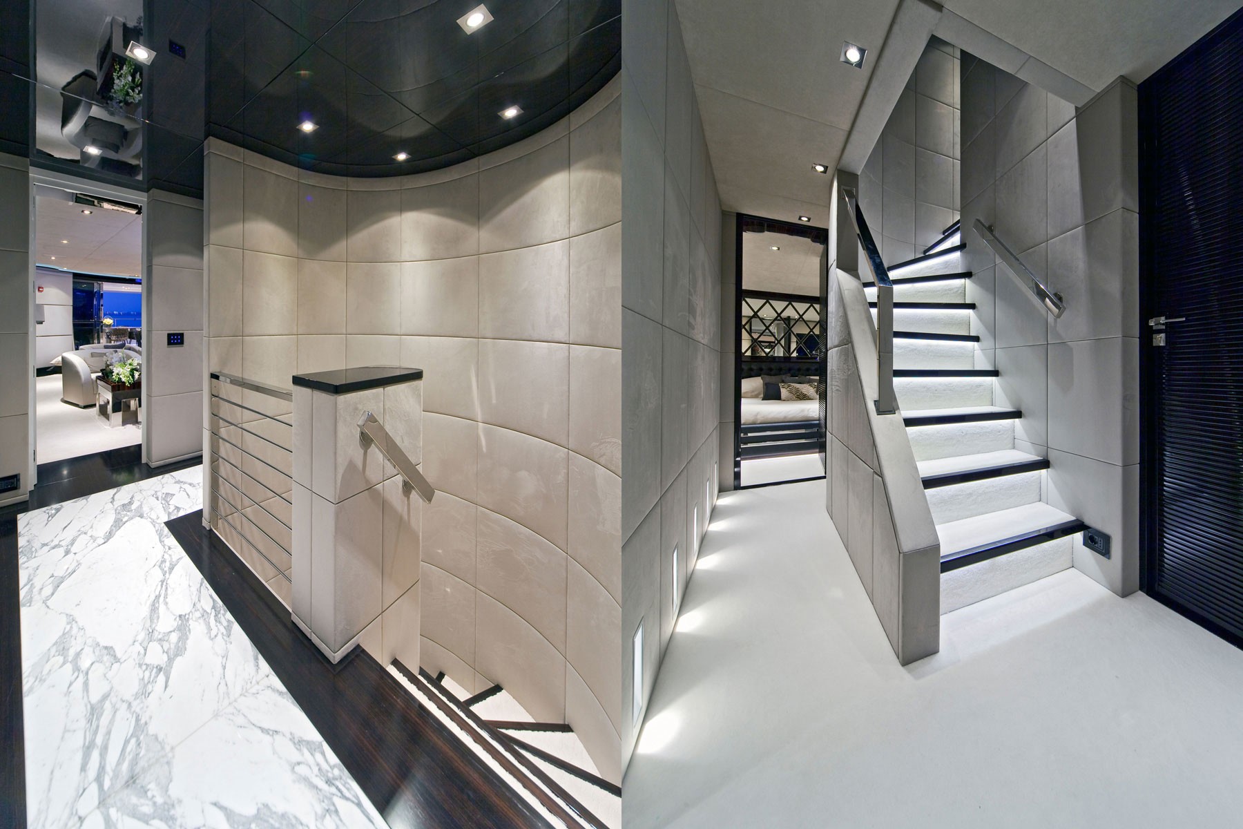 Hall With Staircase On Board Yacht MANIFIQ