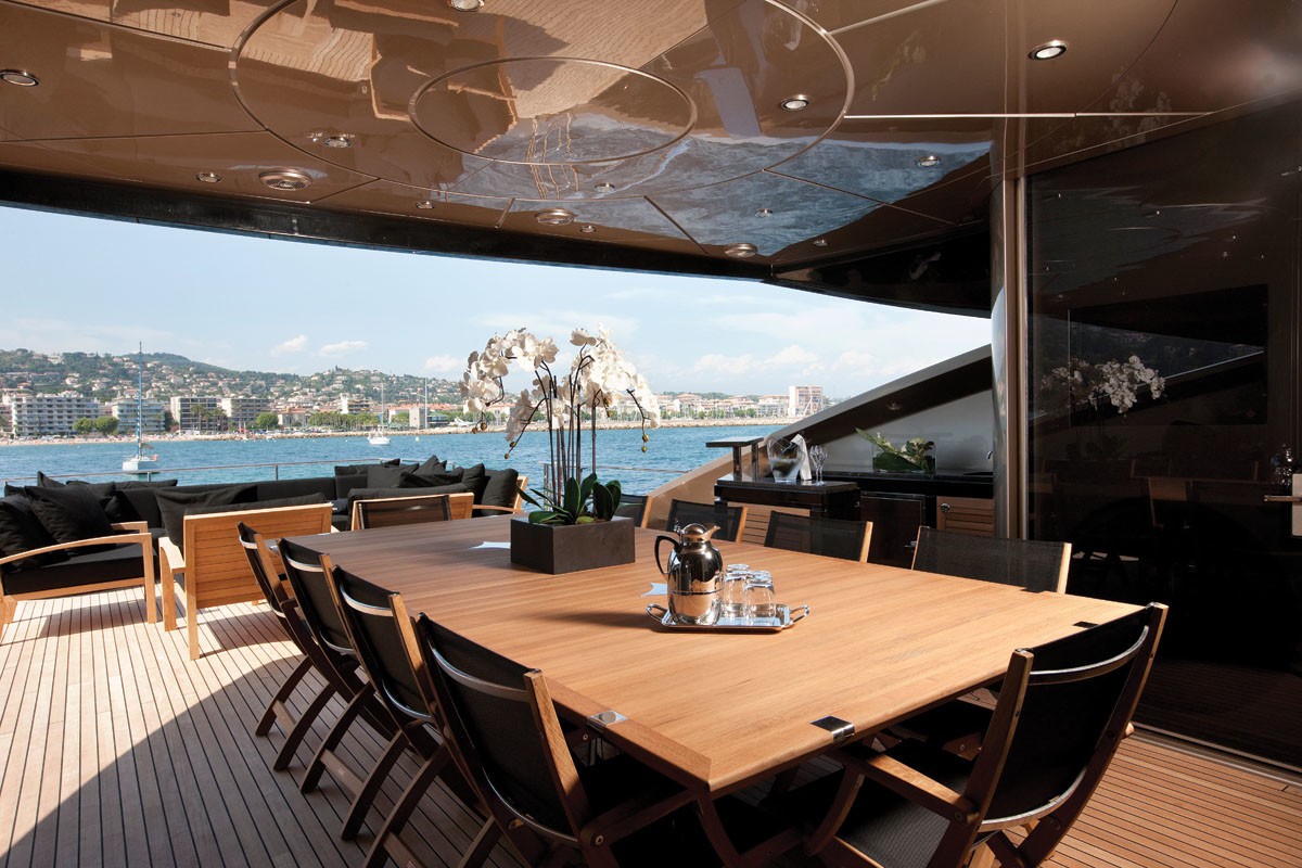 Aft Deck Eating/dining Aboard Yacht GRIFFIN