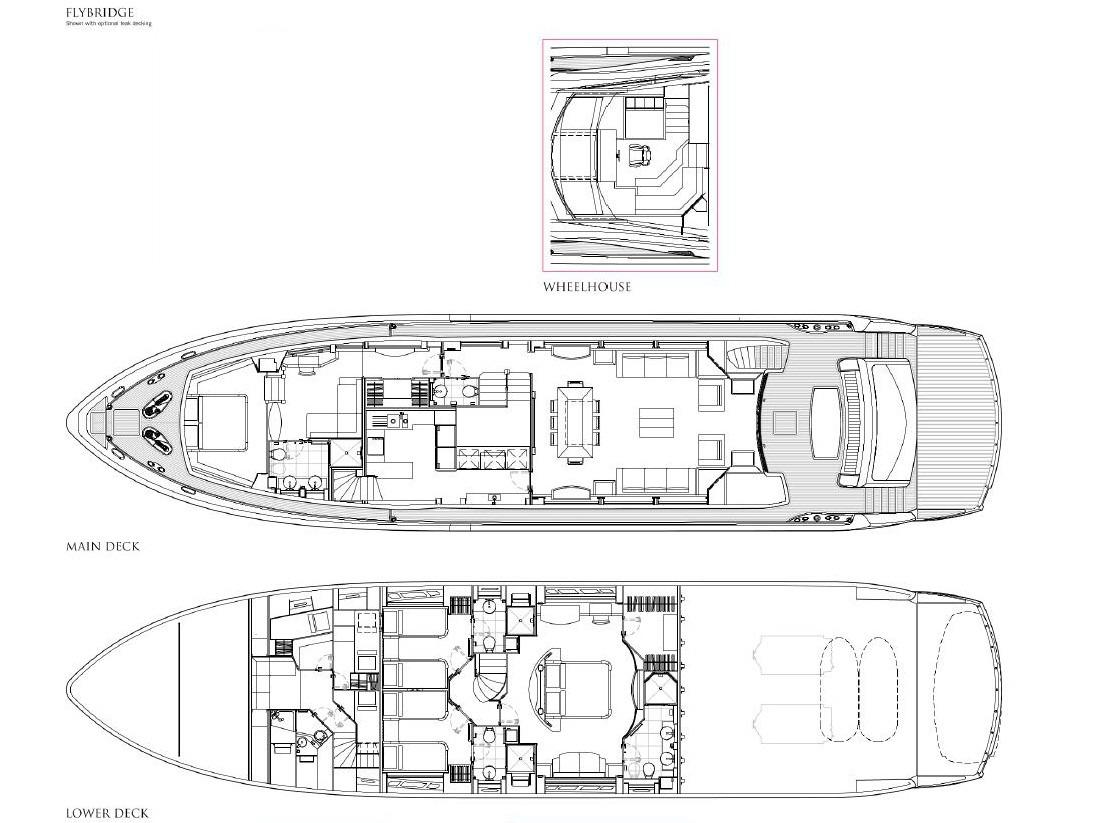 SIMPLE PLEASURE - Deck layout credit Sunseeker Yachts