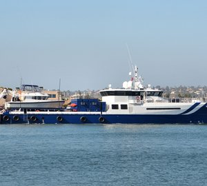 Photo of the OBERON Sea Axe support vessel from Amels leaving San Diego