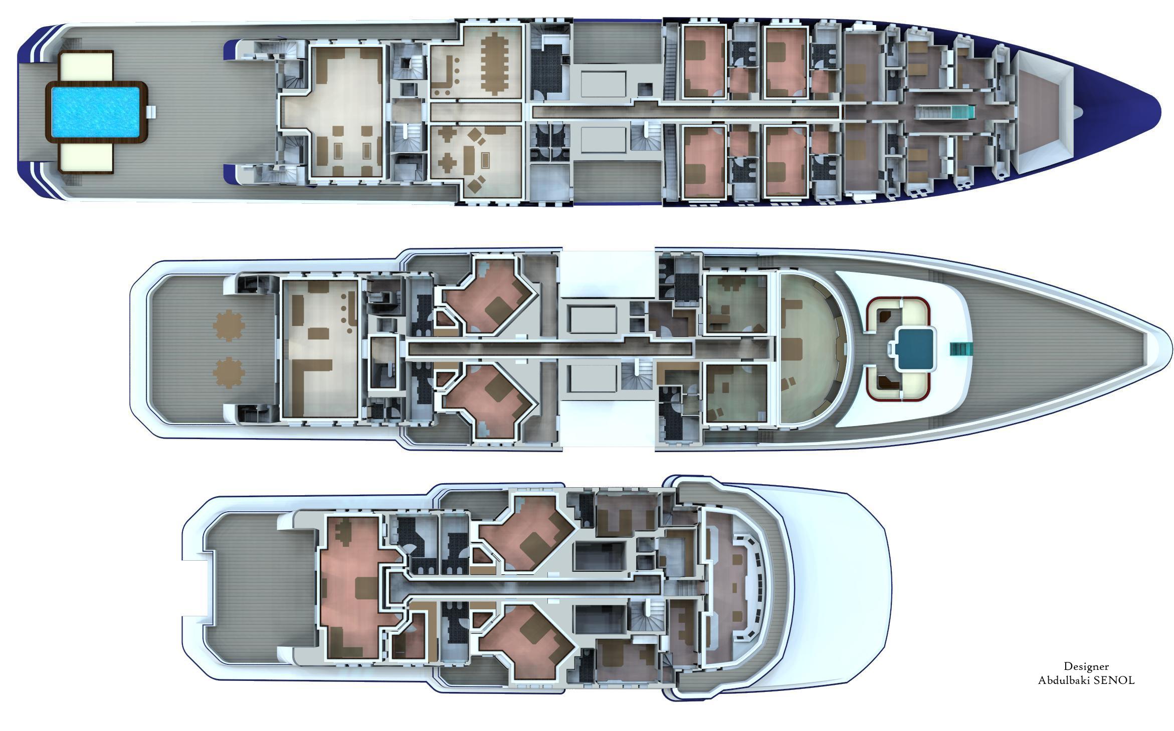 90m Senol Mega Yacht Concept Deck Plan — Yacht Charter