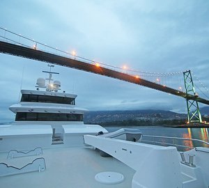 Photos of Nordhavn 120 superyacht AURORA arriving in Vancouver, Canada