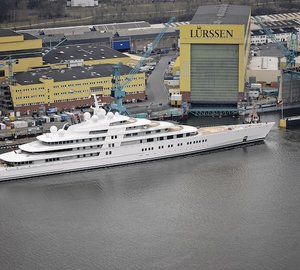 Launch of 103m motor yacht Project QUANTUM BLUE at Lurssen