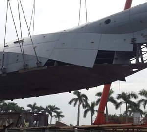 Photos from construction of first motor yacht Bering 80 by Bering Yachts