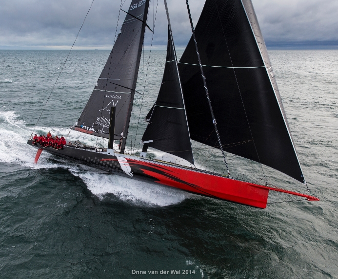 Jim Clark’s 100-foot supermaxi yacht Comanche off Newport, Rhode Island ...