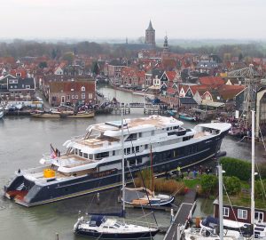 Largest Hakvoort SuperYacht to be - 63m SCOUT hits water in the Netherlands