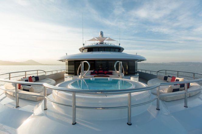 Jacuzzi on board with large lounging areas