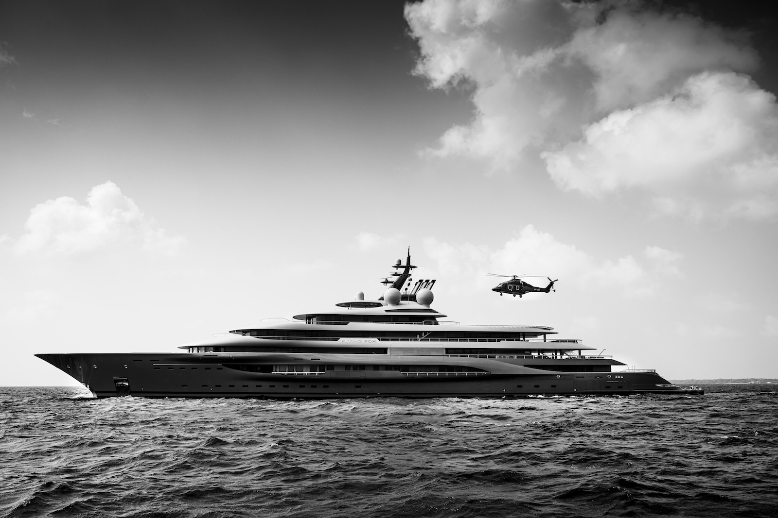 Mega Yacht FLYING FOX with helicopter landing - Photo ©Guillaume ...