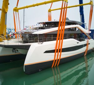 Hybrid 28m motor catamaran ATALI launched by Wider Yachts
