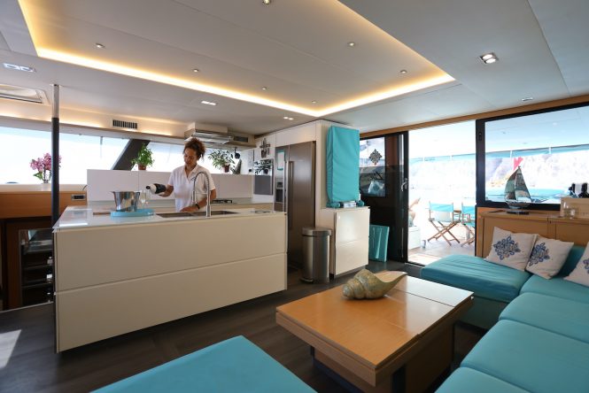 Catamarans offer spacious interior areas