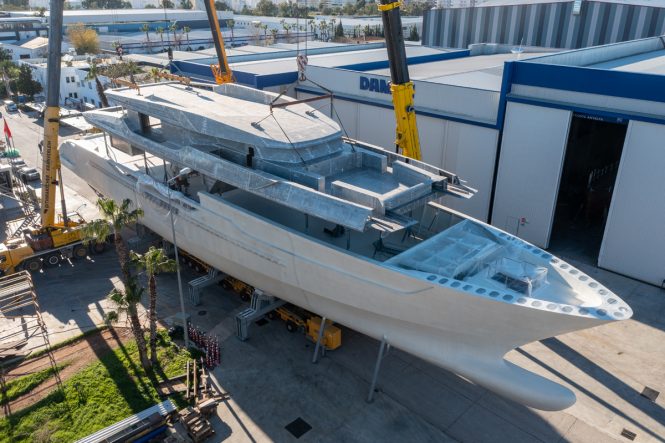 Completed hull and superstructure | PROJECT NACRE | Denison Yachting