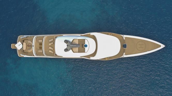 Aerial view of superyacht PROJECT OPAL