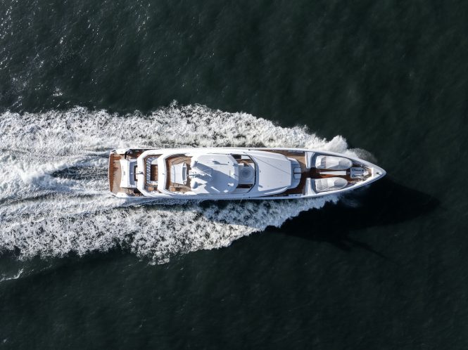 Aerial view of Santosha on sea trials - Photo © Ruben Griffioen