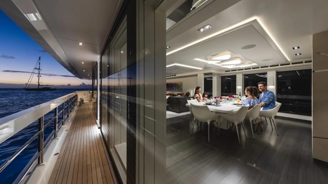 Looking inside the yacht