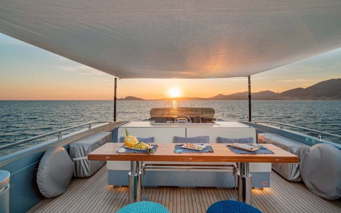 Sunset aboard the yacht FIFTYFIVE