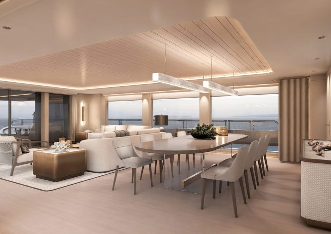 Main salon rendering | Damen Yachting